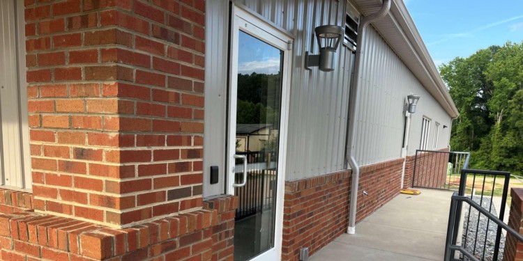 Exterior brick wall and column